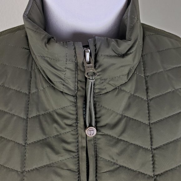 Women T by Talbots Olive Green Chevron Quilted Jacket Small, Like New - Picture 8 of 11
